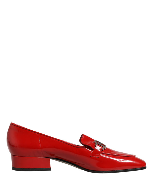 Dolce & Gabbana Red Patent Leather Moccasin Slip On Shoes