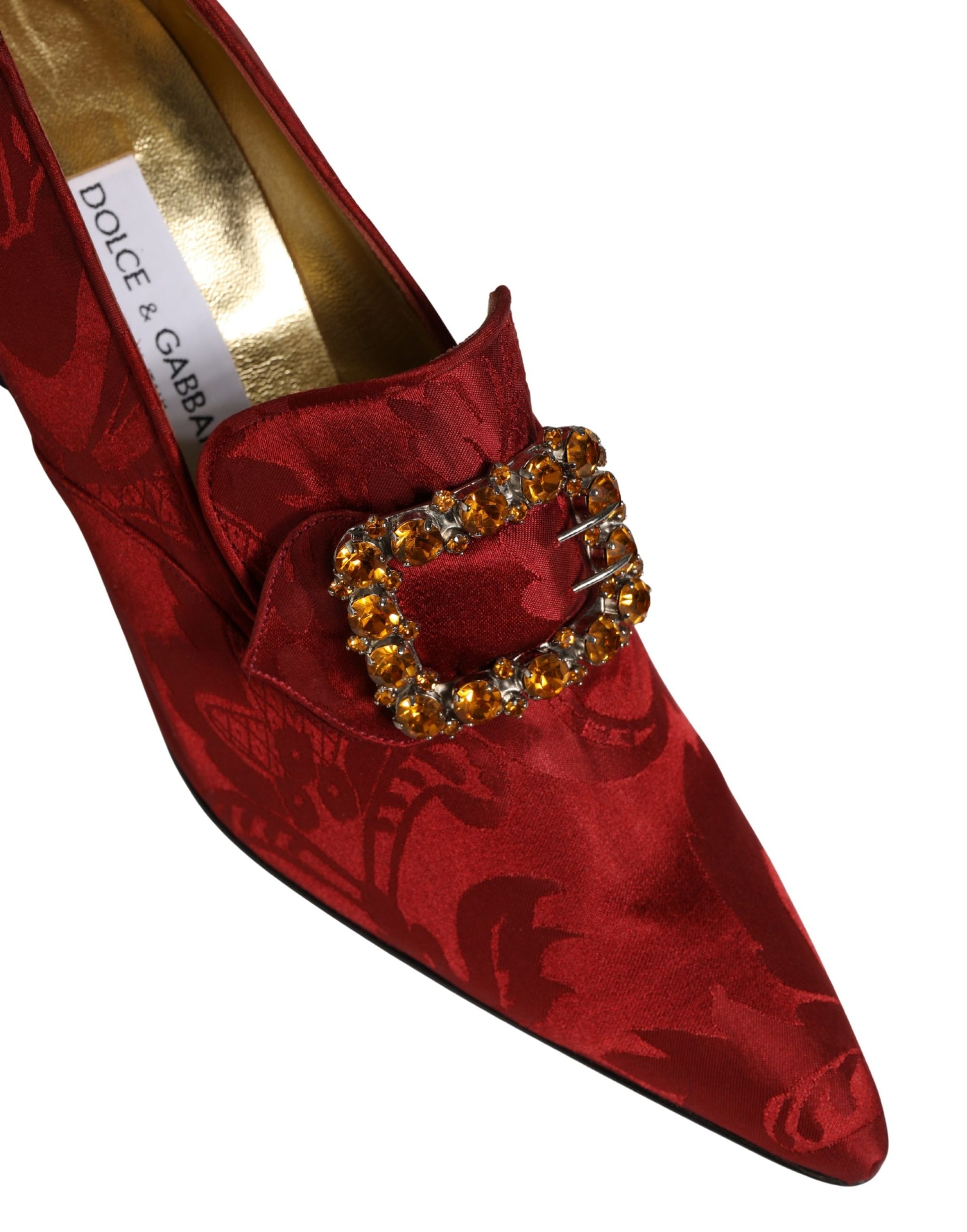 Dolce & Gabbana Red Brocade Crystal High Heel Pumps Shoes