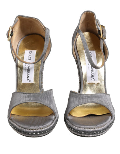 Dolce & Gabbana Gray High Heeled Sandals Ankle Strap Shoes