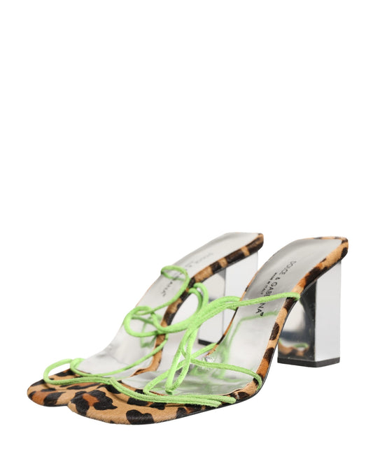 Dolce & Gabbana Multicolor Leather Block Heels Sandals Shoes