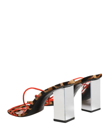 Dolce & Gabbana Multicolor Leather Block Heels Sandals Shoes