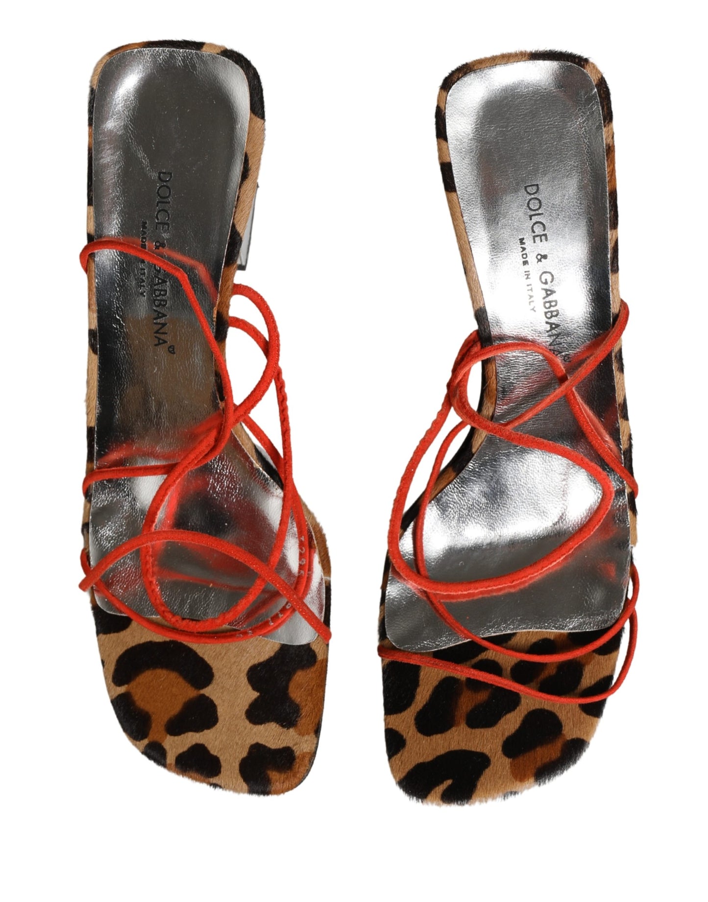 Dolce & Gabbana Multicolor Leather Block Heels Sandals Shoes