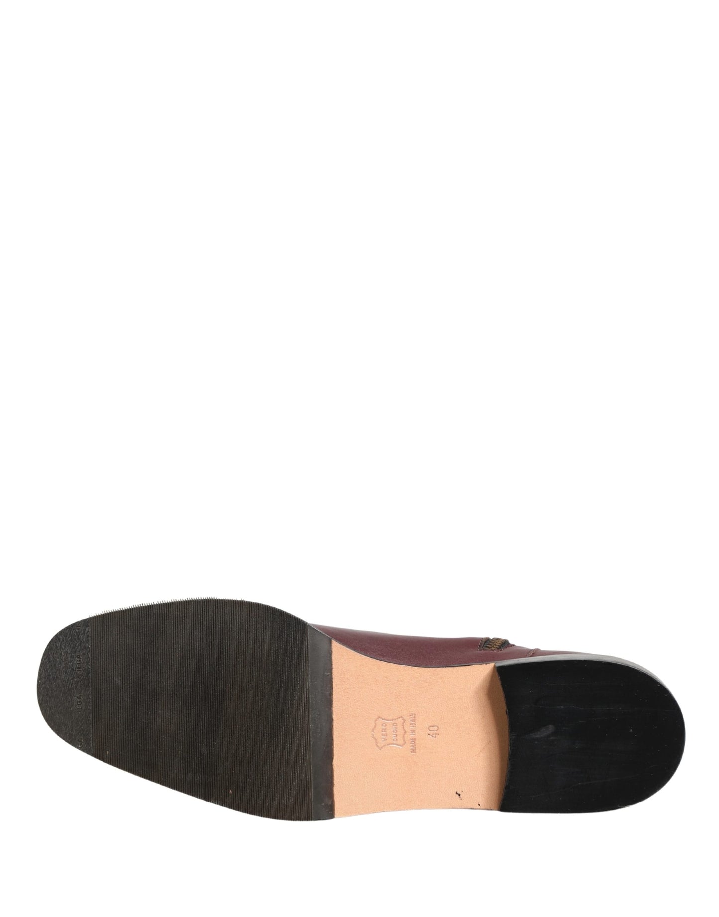 Dolce & Gabbana Maroon Leather Flats Biker Ankle Boots Shoes