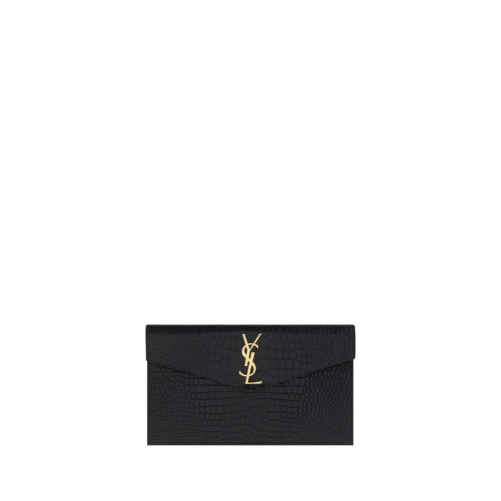 Saint Laurent Black Calf Leather Bos Taurus Clutch Bag