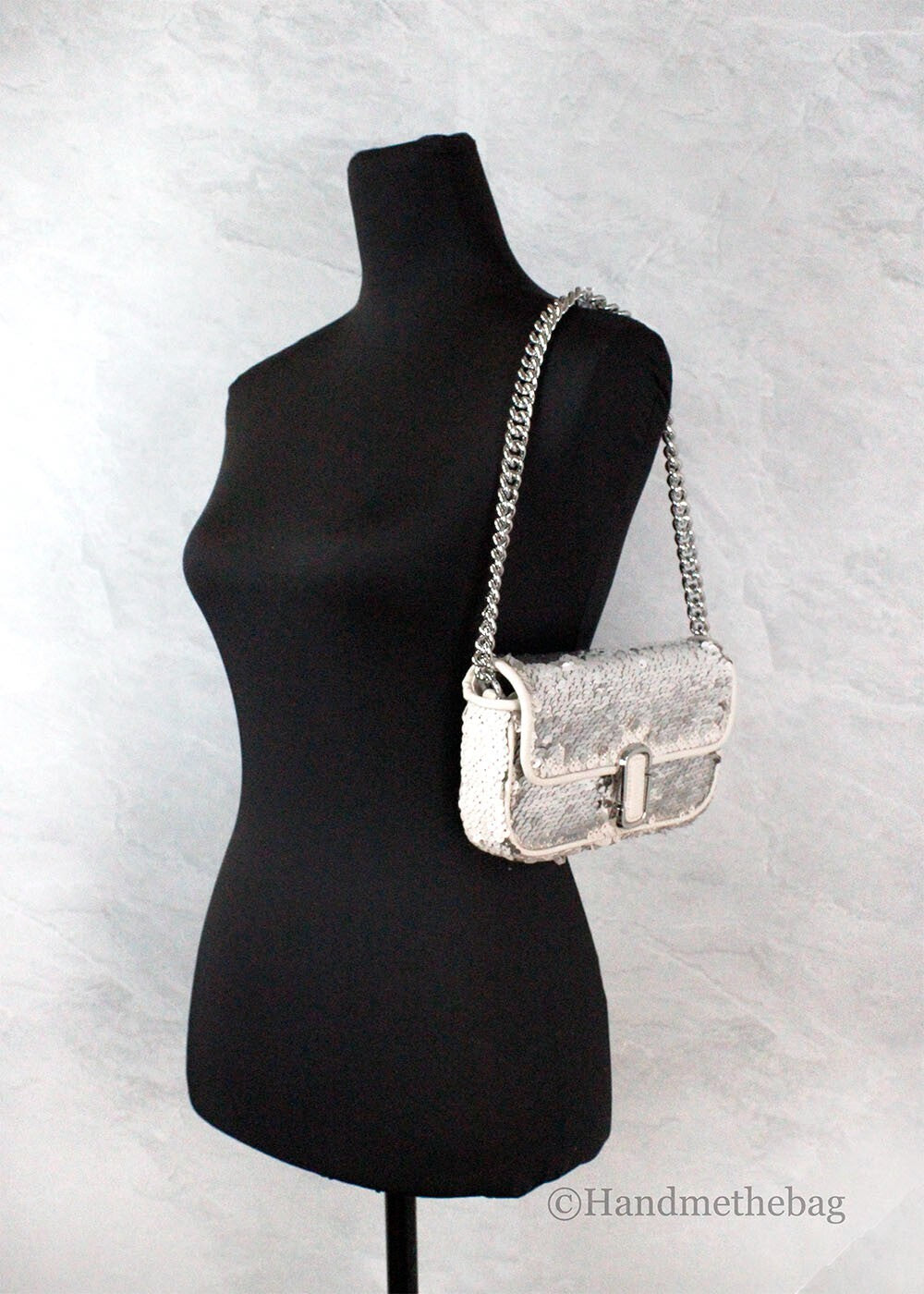 Marc Jacobs The Mini J Marc Shoulder Bag Cream Sequined Crossbody Bag