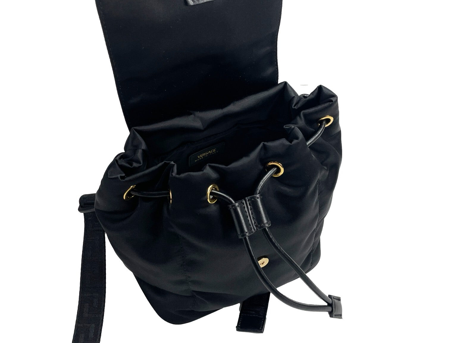 Versace Mini Nylon Medusa Drawstring Backpack Bag