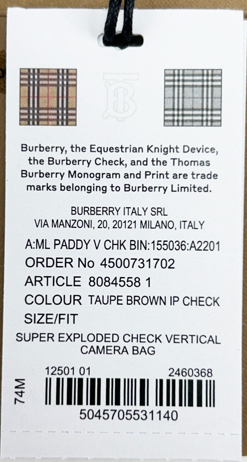 Burberry Paddy Check Crossbody Bag