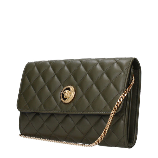 Versace Green Leather Clutch Bag