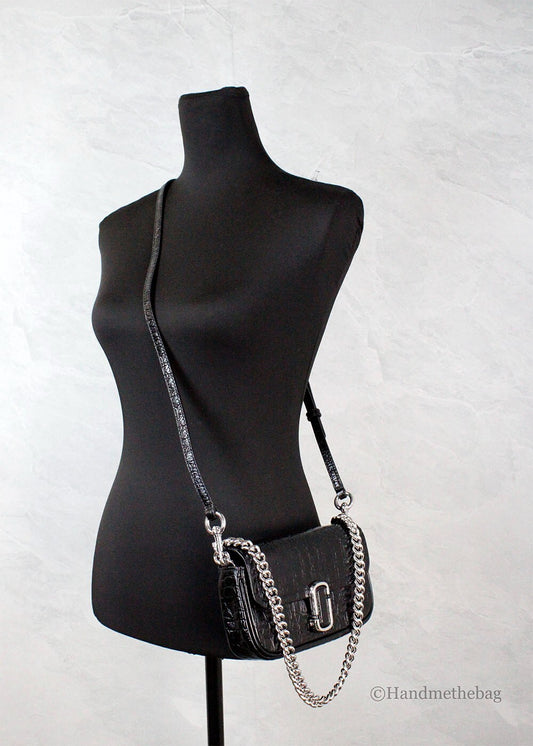 Marc Jacobs The Mini Shoulder Bag Black Embossed Leather Crossbody Bag