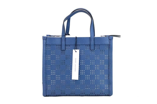 Marc Jacobs Mini Grind Blue Sea Perforated Leather Crossbody Tote Bag Purse