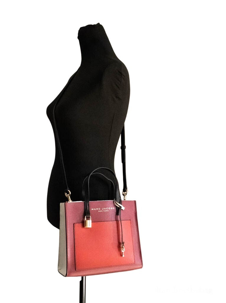 Marc Jacobs Grind Mini Pomegranate Colorblock Leather Tote Crossbody Handbag