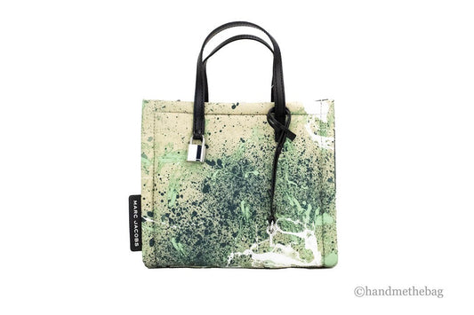 Marc Jacobs Mini Green Multi Splatter Paint Print Nylon Crossbody Tote Handbag