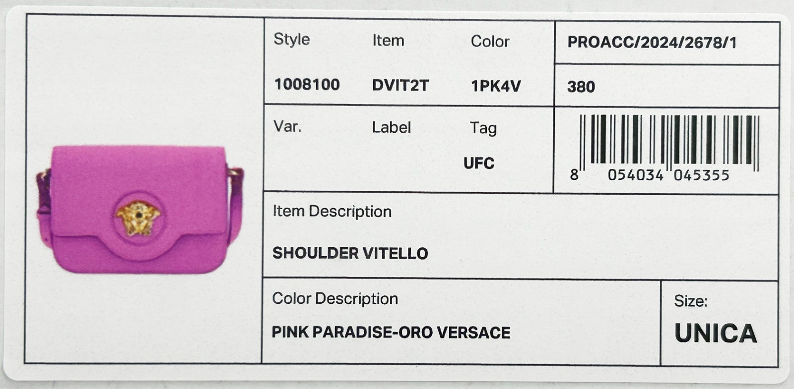 Versace La Medusa Pink Leather Shoulder Crossbody Bag Purse