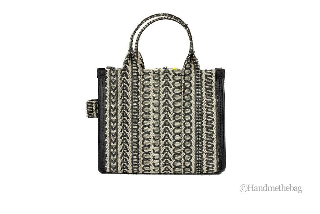 Marc Jacobs The Monogram Beige Mini Tote Woven Jacquard Canvas Crossbody Handbag