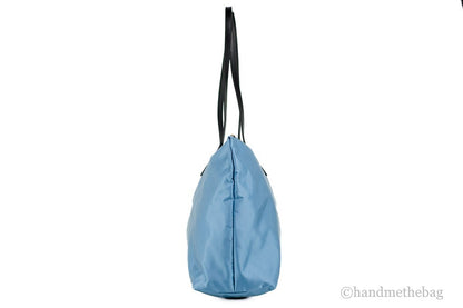 Versace Portuna Medusa Medium Cornflower Blue Nylon Leather Tote Bag Purse