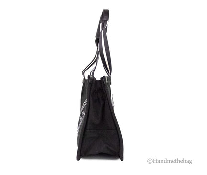 Marc Jacobs Medium Black Canvas Fabric Shoulder Convertible Tote Purse Bag