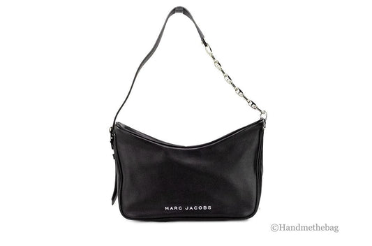 Marc Jacobs Tempo Small Black Smooth Leather Hobo Convertible Shoulder Bag Purse