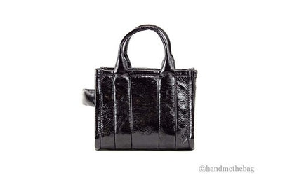 Marc Jacobs The Shiny Crinkle Micro Tote Black Leather Crossbody Bag Handbag