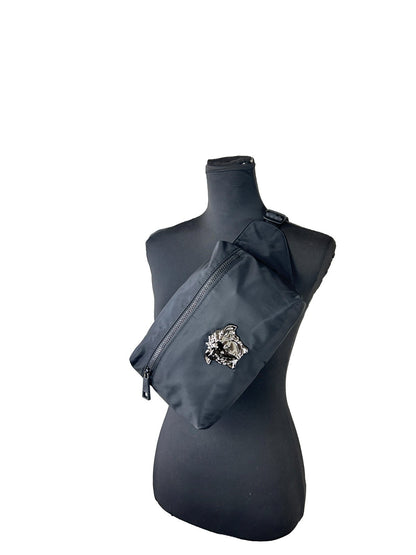Versace Medusa Black Nylon Belt Bag Waist Fanny Pack Purse