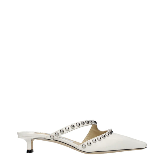 Jimmy Choo White Leather Flat Sandals