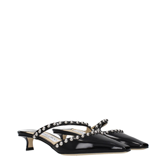Jimmy Choo Black Leather Flat Sandals