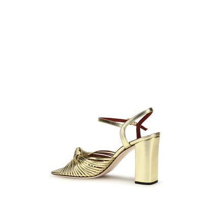 Valentino Garavani Gold Calf Leather Bos Taurus Platform Sandals