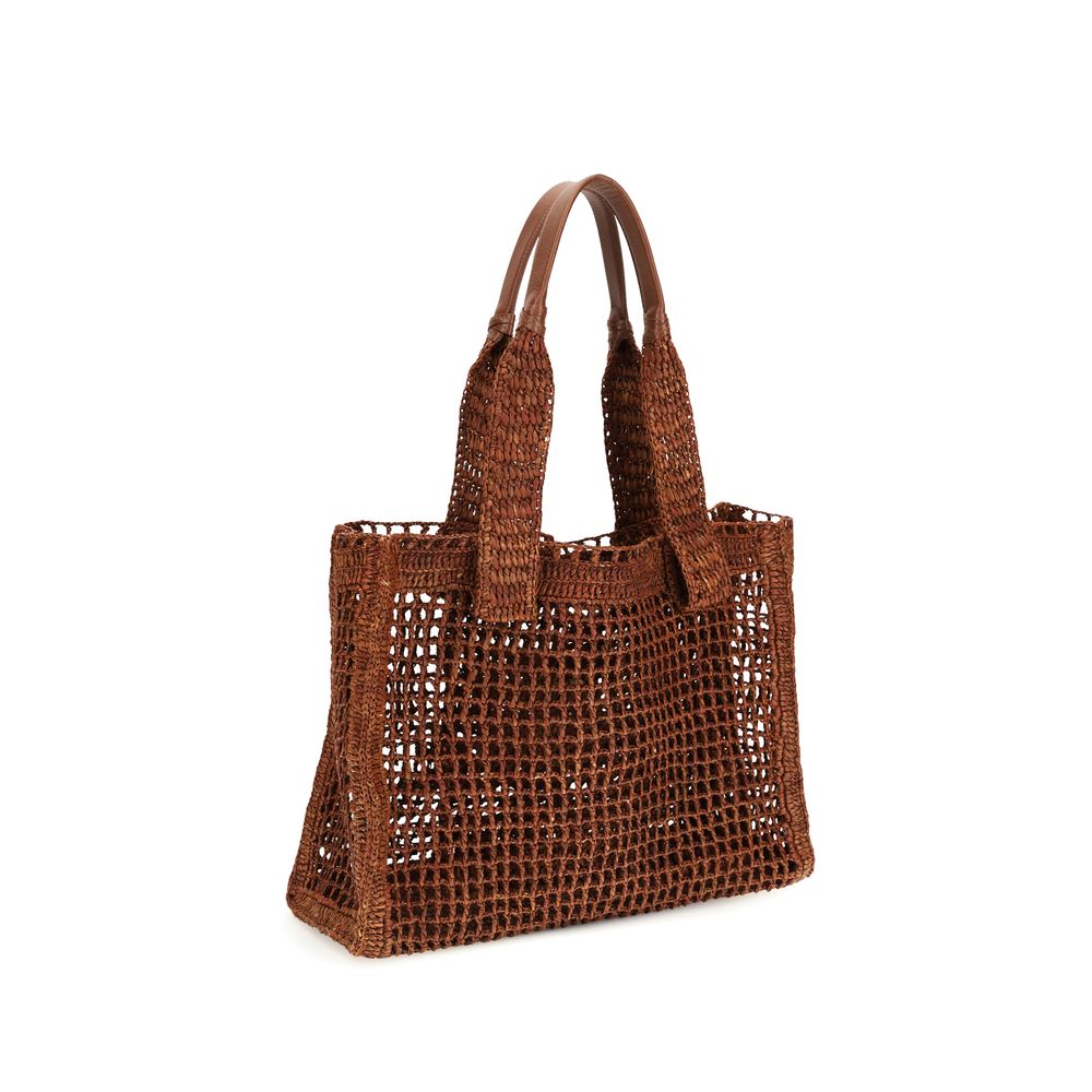Chloé Brown Raffia Shoulder Bag