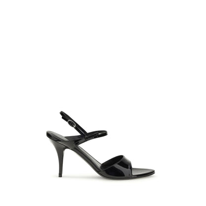 Balenciaga Black Calf Leather Bos Taurus Stiletto Heel Sandals