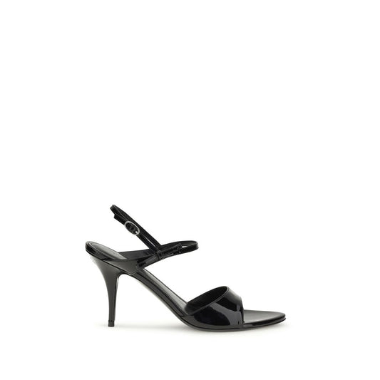 Balenciaga Black Calf Leather Bos Taurus Stiletto Heel Sandals