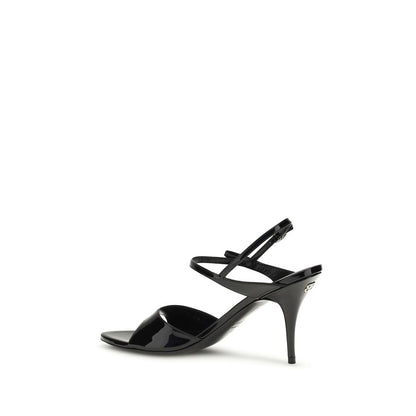 Balenciaga Black Calf Leather Bos Taurus Stiletto Heel Sandals