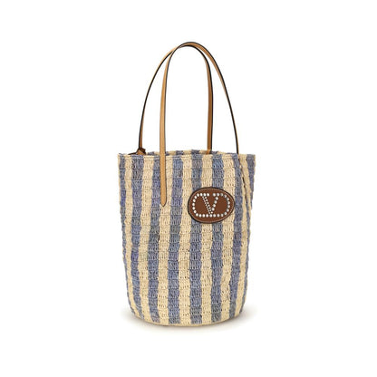 Valentino Garavani Blue Raffia Backet Bag