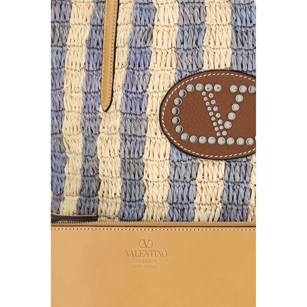 Valentino Garavani Blue Raffia Backet Bag