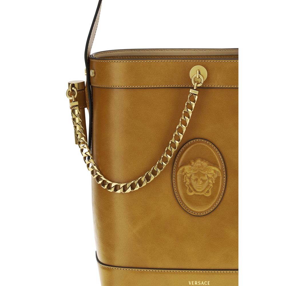 Versace Brown Calf Leather Bos Taurus Backet Bag