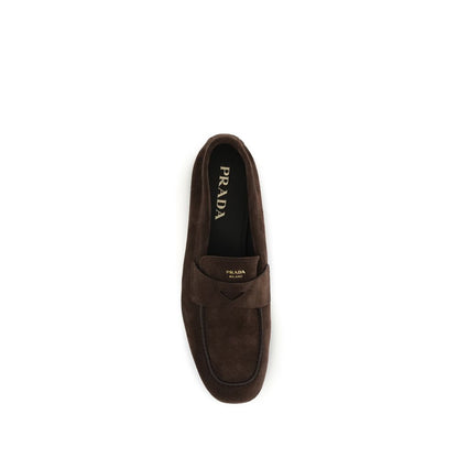Prada Brown Calf Leather Bos Taurus Slip-On Loafers