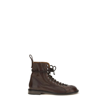 Versace Brown Calf Leather Bos Taurus Lace-Up Boots
