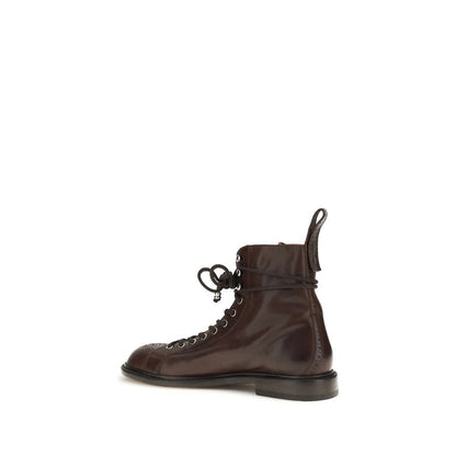 Versace Brown Calf Leather Bos Taurus Lace-Up Boots