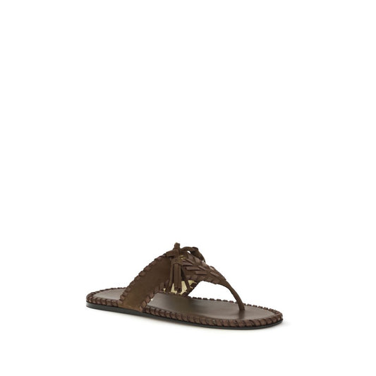 Prada Brown Calf Leather Bos Taurus Sandals