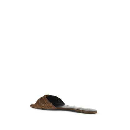 Saint Laurent Brown Calf Leather Bos Taurus Flat Sandals