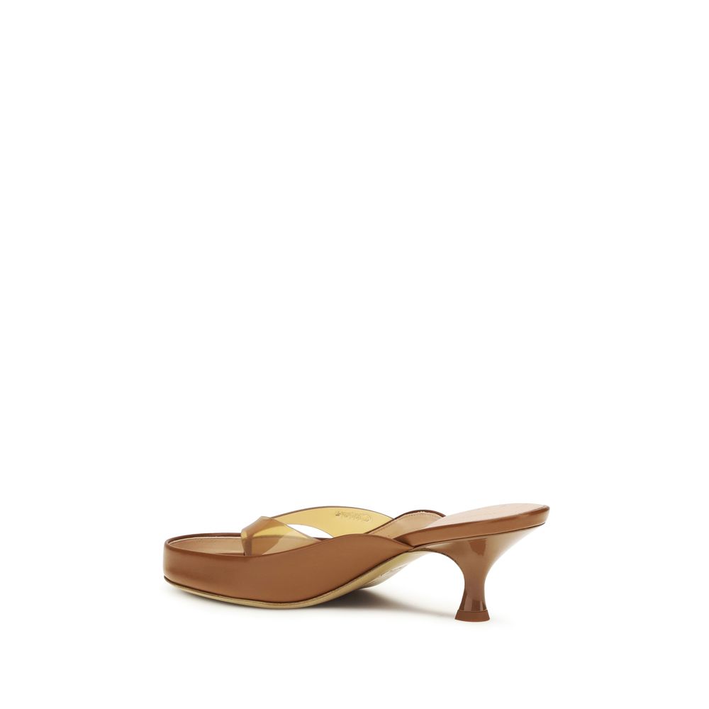 Chloé Brown Calf Leather Bos Taurus Stiletto Heel Sandals