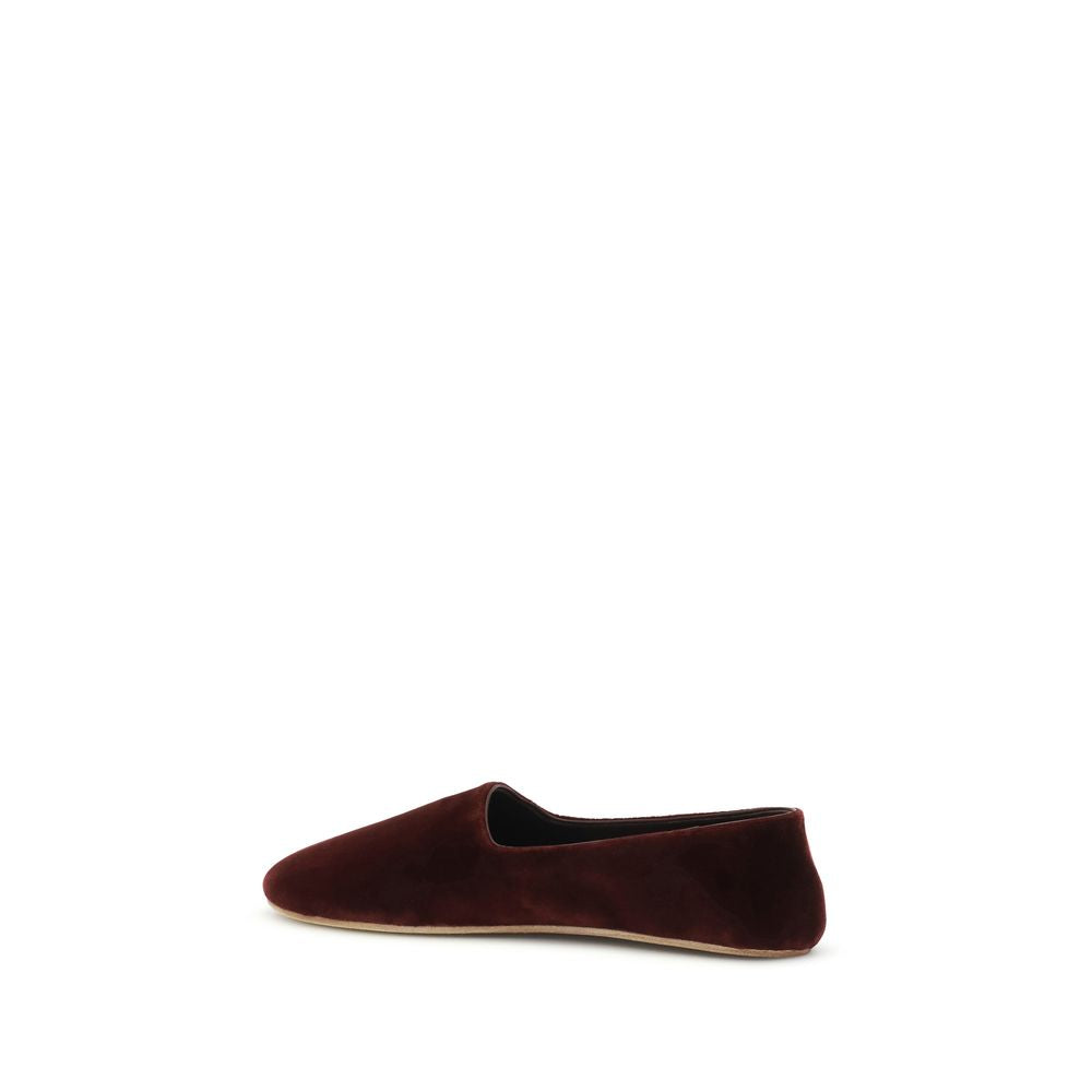 The Row Bordeaux Cotton Slip-On Loafers