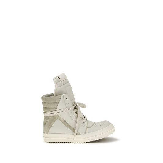 Rick Owens Beige Calf Leather Bos Taurus High Top Sneakers