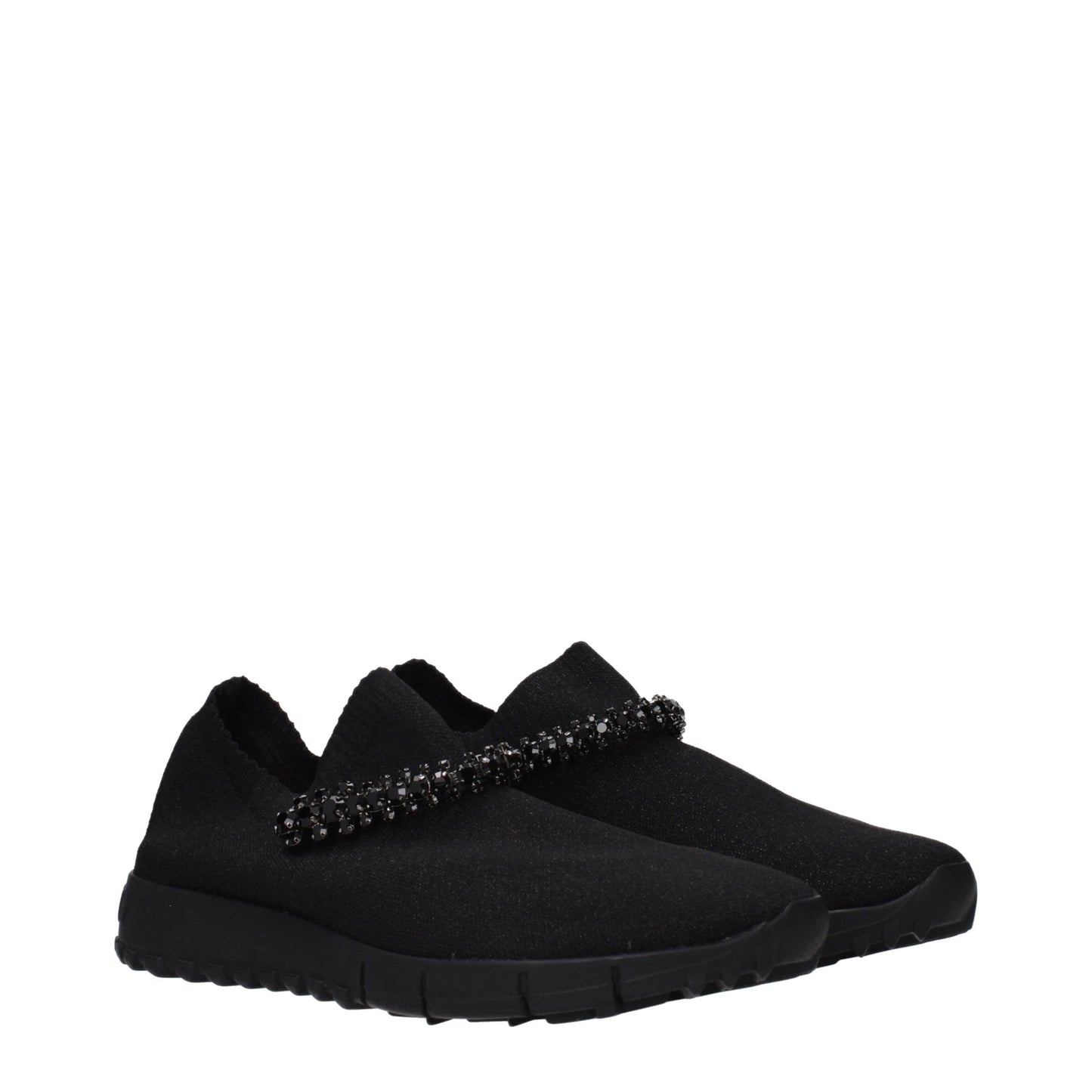 Jimmy Choo Black Fabric Slip-On Loafers