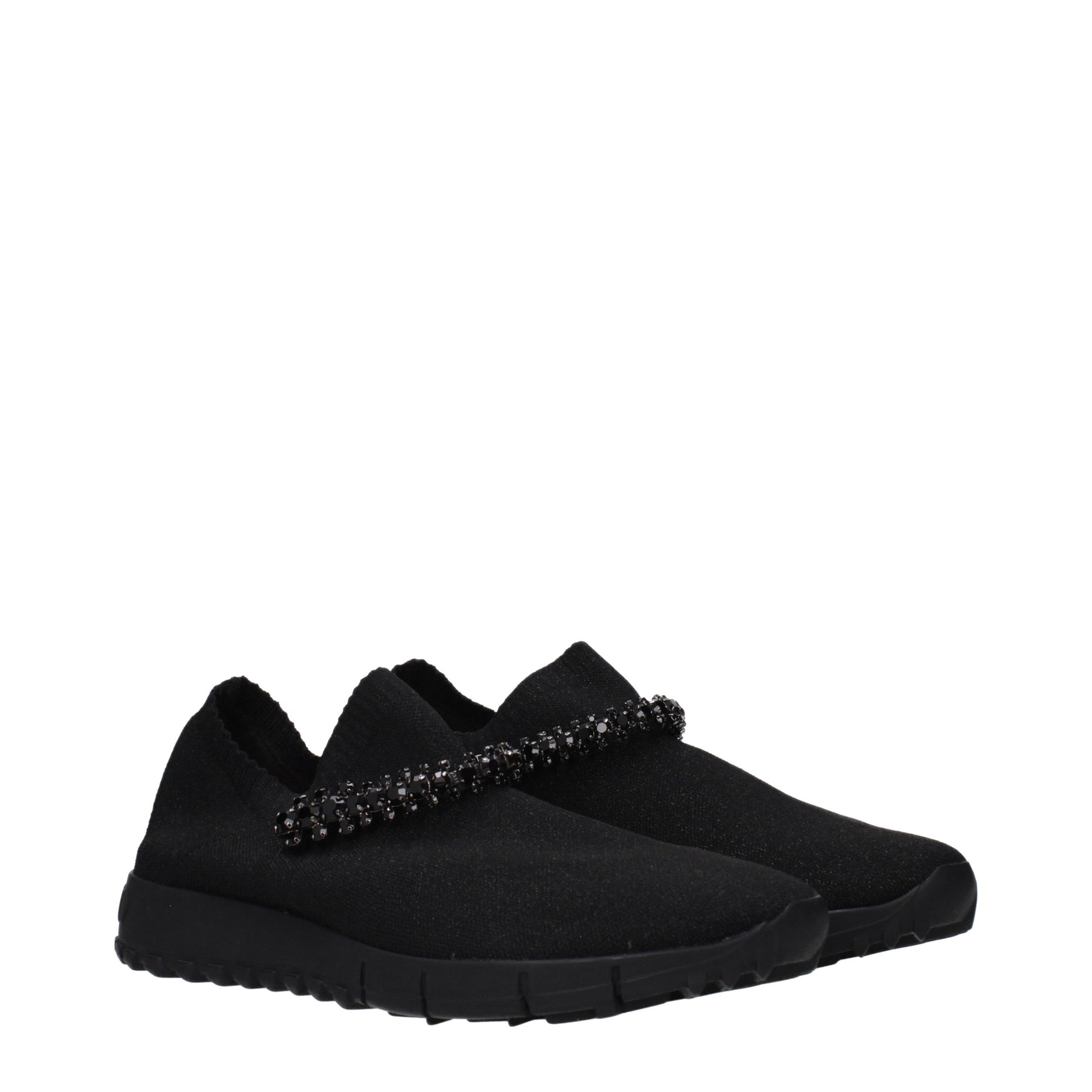 Jimmy Choo Black Fabric Slip-On Loafers