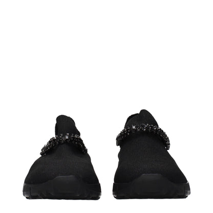 Jimmy Choo Black Fabric Slip-On Loafers