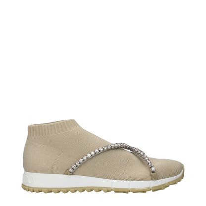 Jimmy Choo Beige Fabric Slip-On Loafers