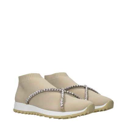Jimmy Choo Beige Fabric Slip-On Loafers