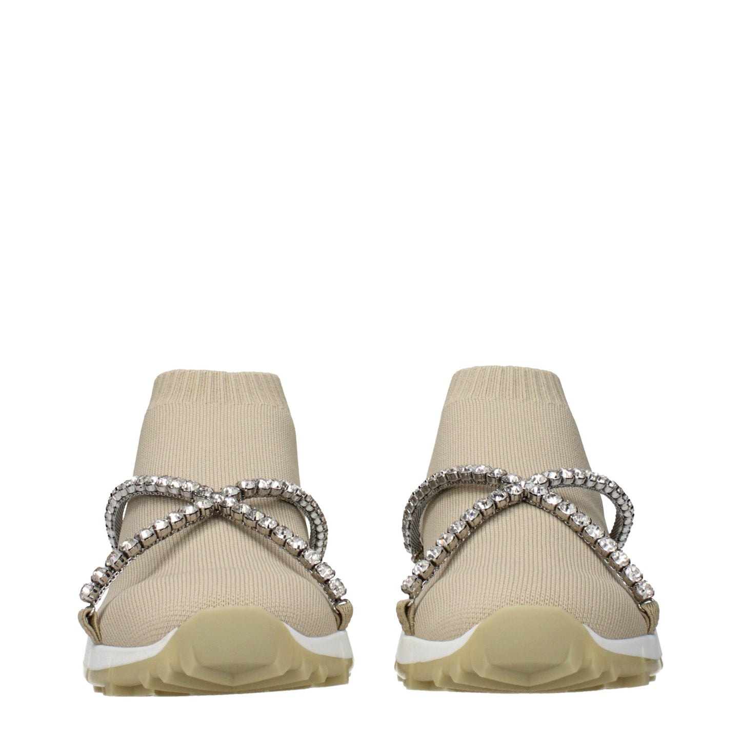 Jimmy Choo Beige Fabric Slip-On Loafers