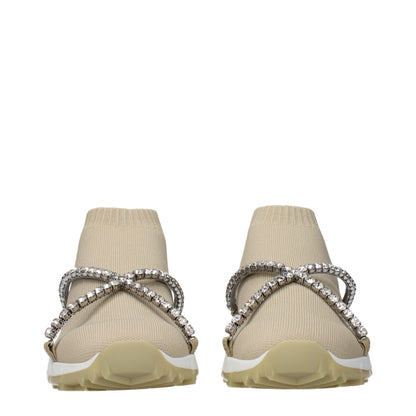 Jimmy Choo Beige Fabric Slip-On Loafers