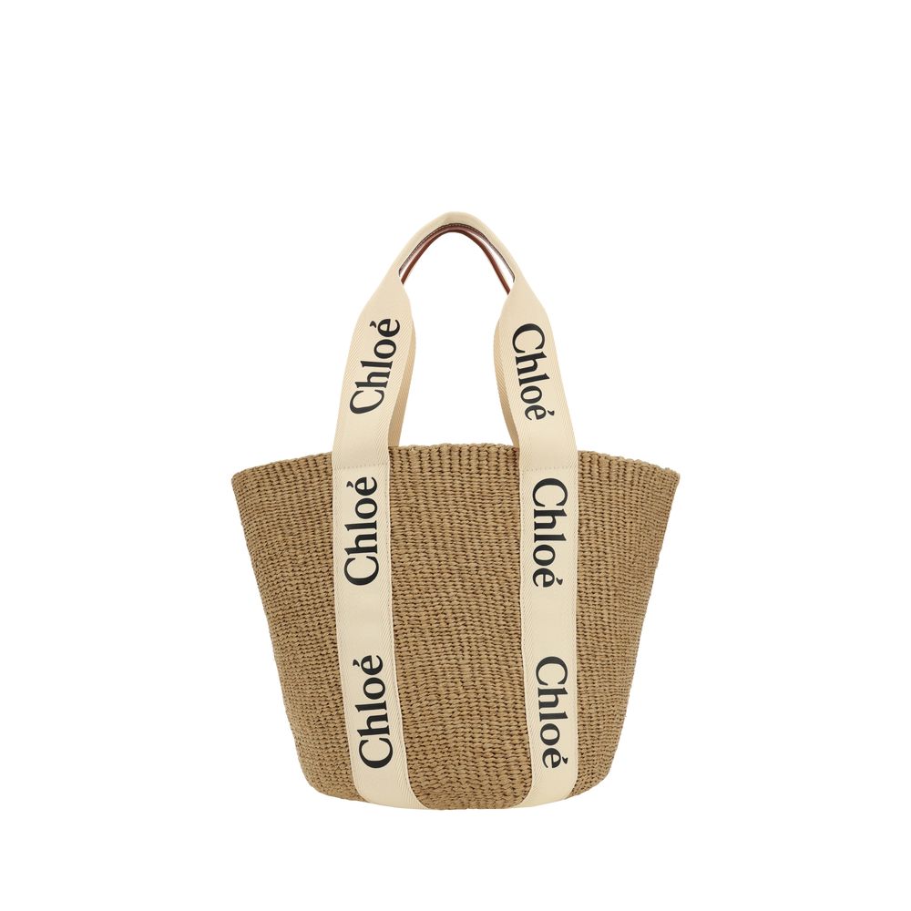 Chloé Beige Raffia Shoulder Bag