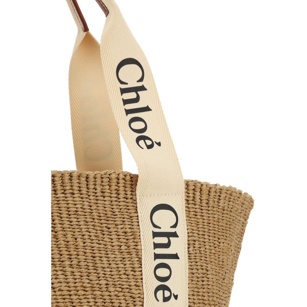 Chloé Beige Raffia Shoulder Bag